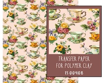 Tee Tassen Transferpapier für Polymer Clay. TS00408