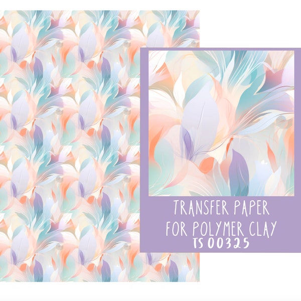 Papier transfert floral pastel pour argile. TS00325