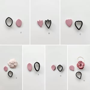 Bundle set of 8 Petal cutters for Polymer Clay. 15mm