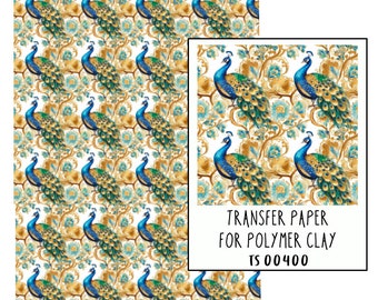 Peacock Transfer paper for polymer clay. TS00400