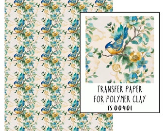 Bird Transfer paper for polymer clay. TS00401