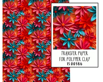 3D Effect Floral Transfer paper for polymer clay. TS00386