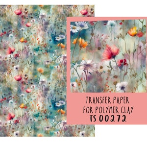 Wildflower Transfer Paper for Polymer Clay. TS00272