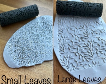 Leafy Textured Roller for Polymer Clay. Embossing tool clay. 2 Leaf size Options