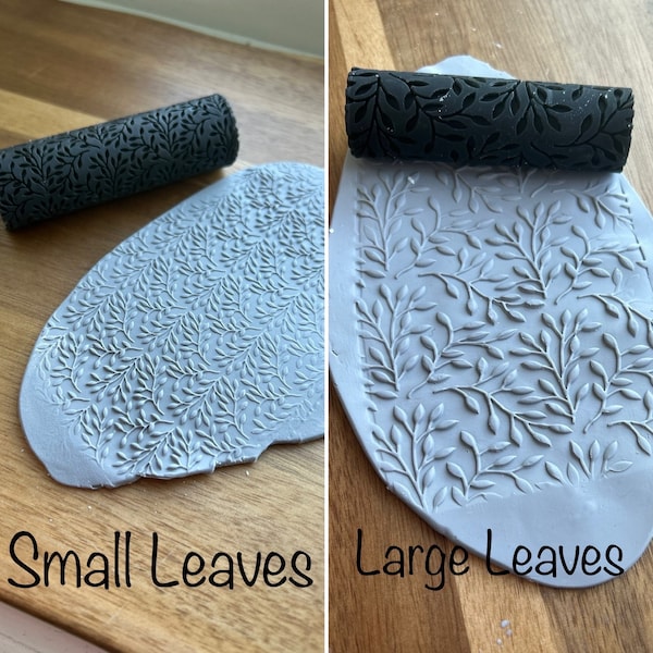 Leafy Textured Roller for Polymer Clay. Embossing tool clay. 2 Leaf size Options