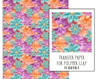 3D Effect Floral Transfer paper for polymer clay. TS00387