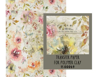 Vintage Floral Transfer Paper for Polymer Clay TS00069