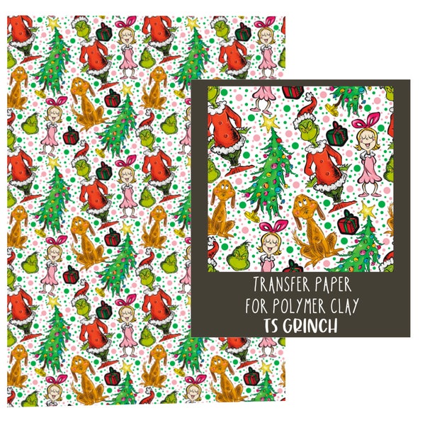 Grinch Christmas Transfer Paper for Polymer Clay TSGRINCH