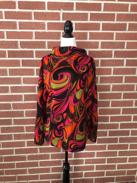 1960s/70s groovy psychedelic print long sleeve top