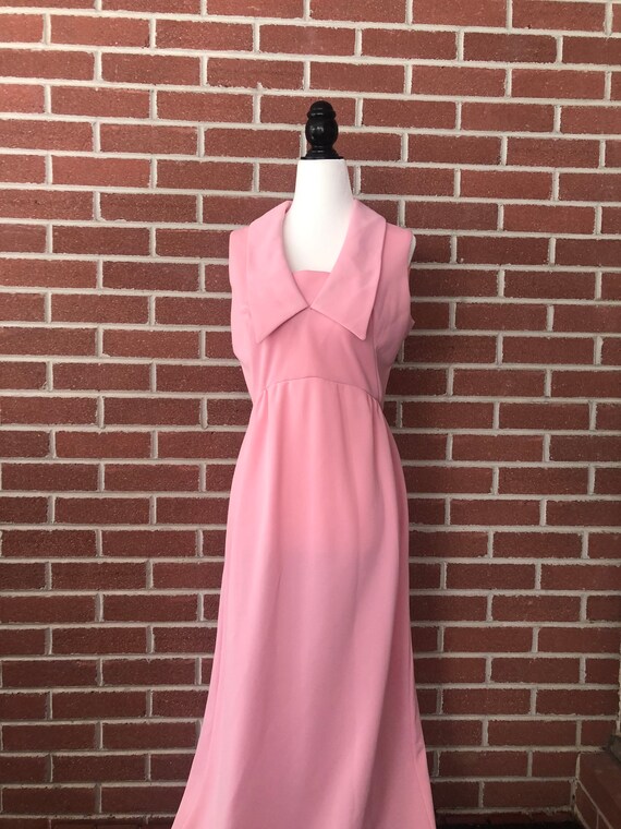 1970s rose pink maxi dress