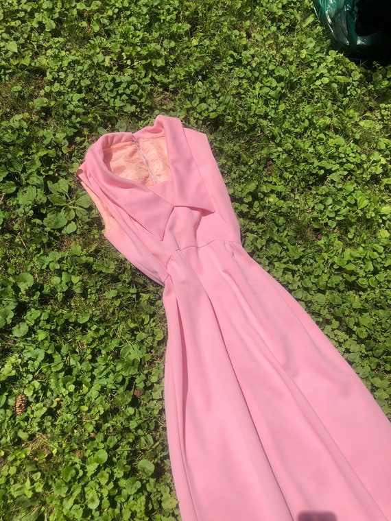 1970s rose pink maxi dress