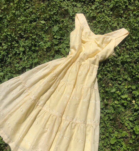 1970s does 50s lemon yellow sundress