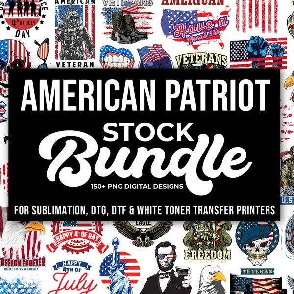 PNG American Patriot Veteran Design Bundle, For Sublimation, DTG, DTF, Transfer Printing, Digital Downloads