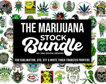 PNG Marijuana Stock Design Bundle, For Sublimation, DTG, DTF, Transfer Printing, Digital Downloads