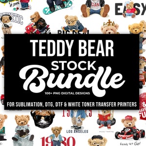 PNG teddybeer Stock Design bundel, voor sublimatie, DTG, DTF, transfer printen, digitale downloads
