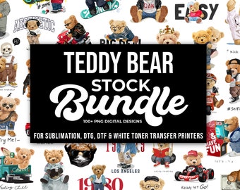 PNG Teddy Bear Stock Design Bundle, For Sublimation, DTG, DTF, Transfer Printing, Digital Downloads