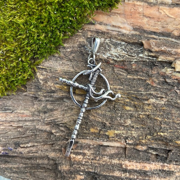 Cross and Flame - Sterling Silver Pendant