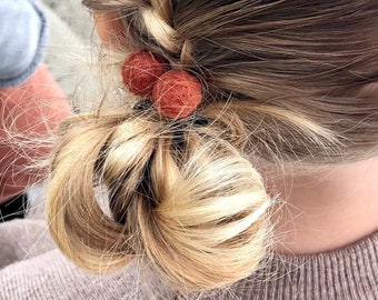 PomPom Hair Tie for Little Girl Wool Felt Ball Hair Ties For Little Girls Hair Pretty Pom Pom Hair Elastic Girl Hair Accessories