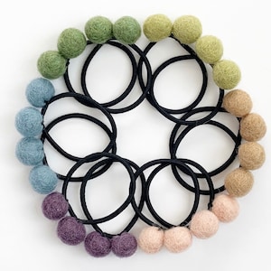 PomPom Hair Tie for Little Girl Wool Felt Ball Hair Ties For Little Girls Hair Pretty Pom Pom Hair Elastic Girl Hair Accessories Spring
