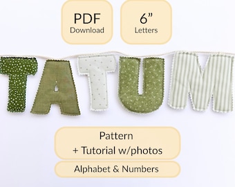 Pdf Sewing Pattern Fabric Name Banner Baby Shower Decor Nursery Letter Alphabet Tutorial Beginner Personalized Gift Handmade DIY Project