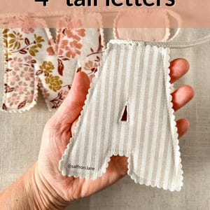 Digital Download Pattern Fabric Name Banner Tutorial Printable Letter Templates Sewing Project Instructions Scalloped Edge Design Wall Hanging Decoration Nursery Bedroom Decor Personalized Baby Gift DIY Craft Idea Beginner Friendly Project