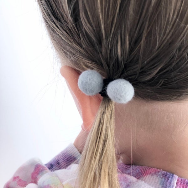 PomPom Hair Tie for Little Girl Wool Felt Ball Hair Tie For Little Girl Hair Pretty Pom Pom Hair Elastic Girl Hair Accessories