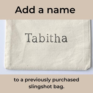 Add-On for Personalization- This listing is only a upgrade to have a name stamped on a previously purchased sling shot bag