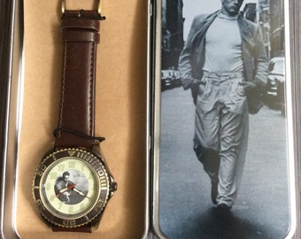 James Dean Men's Watch Round Dial Arabic Hours on a Brown Leather Band New Un-Used Vintage Watch in Original Box!