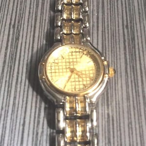 Oleg Cassini Women&#39;s Watch Round Gold Accented Dial Two-Tone Linked Band New Unused Vintage Watch, Ready to Cherish & Enjoy!