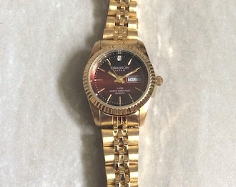 Vintage Seiko Gold Plated 2320 678A Red Dial Lady Quartz Watch