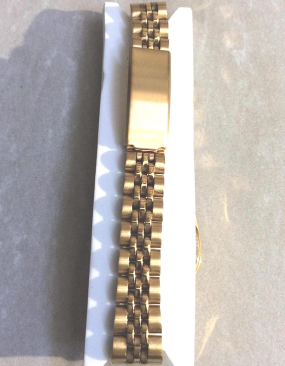 Swanson Women's Watch Round Black Dial Crystal Hour Markers Day & Date on Gold Linked Band New Unused Vintage Watch New Beauty! View 2