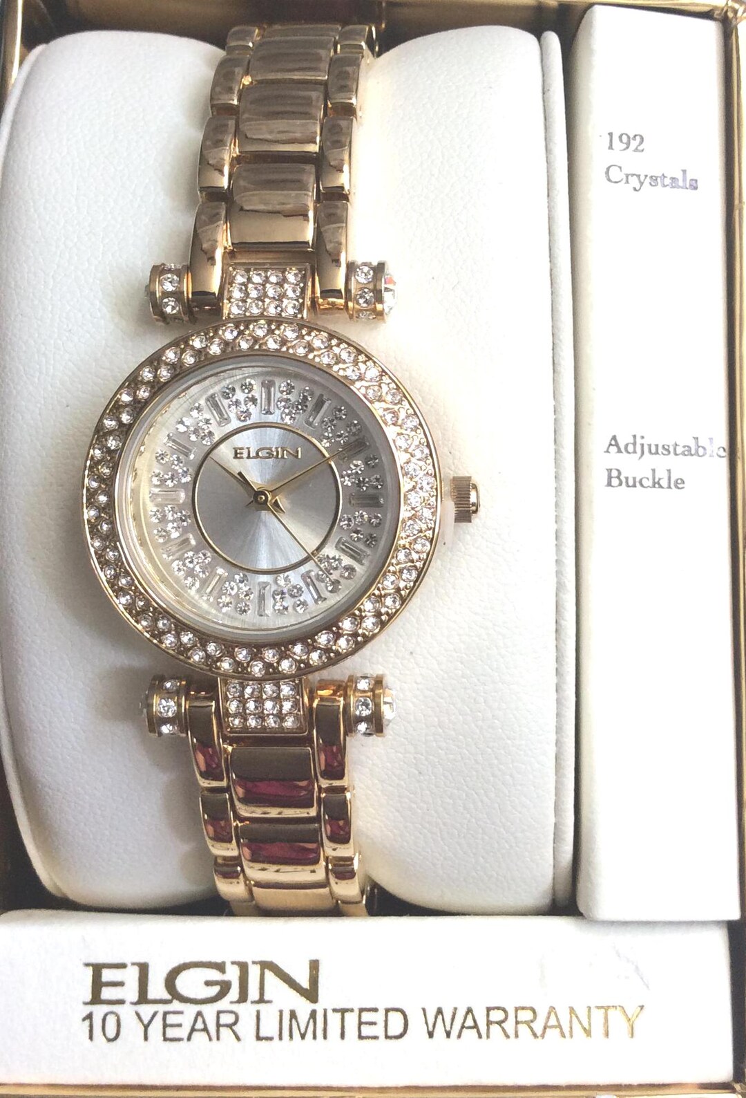 Elgin ladies rose gold tone crystal dress Watch NEW BATTERY Elgin Women main image 4