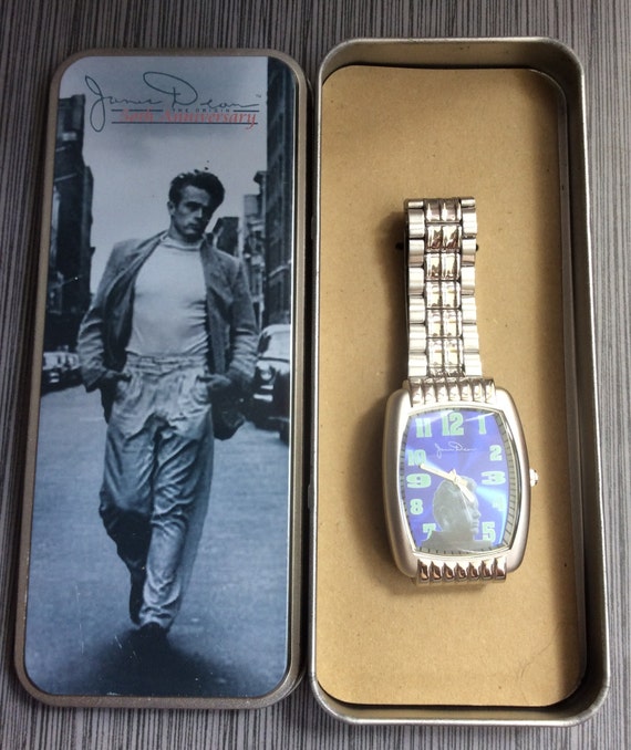 James Dean Men's Watch Rectangle Blue Dial Arabic Num… Gem