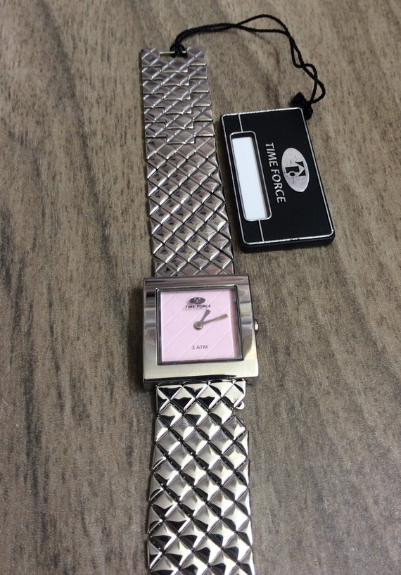 Time Force Women's Watch Pink Square Dial on Silve