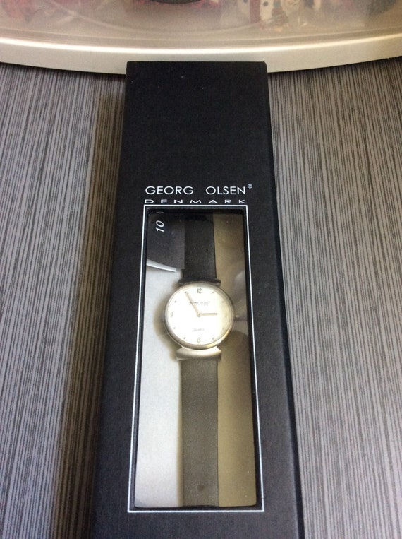 Georg Olsen Denmark Women's Watch on Black Fine Le