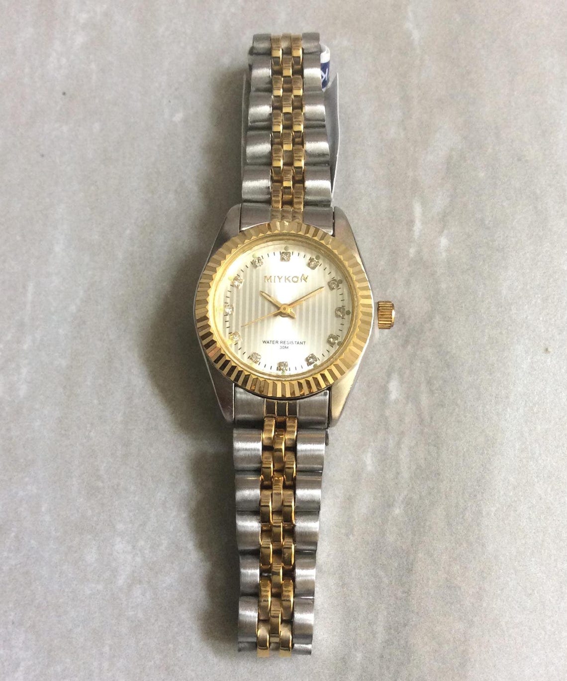 MIYKON Women s Two tone Watch Round Silver Dial Crystal Hour Markers On miykon-women-s-two-tone-watch-round-silver-dial-crystal-hour-markers-on
