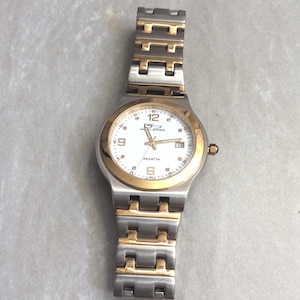 DANIEL STEIGER Two-Tone Men&#39;s Watch Round White Dial Numbered & Crystal Hour Markers WR 3ATM Swiss Movement New Unused Vintage Item Awesome!