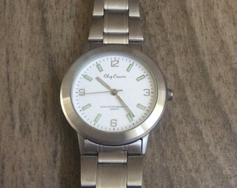 Oleg Cassini Women's Stainless Steel Watch Round White Dial on Stainless Steel Linked Band Classic Vintage Un-used High Quality Watch!