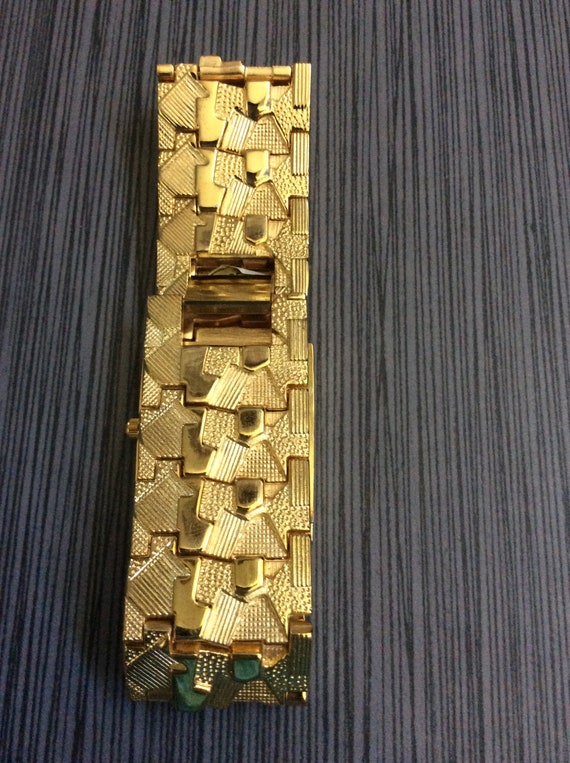 Men's Gold Religious Watch Rectangle White Virgin Mar… Gem