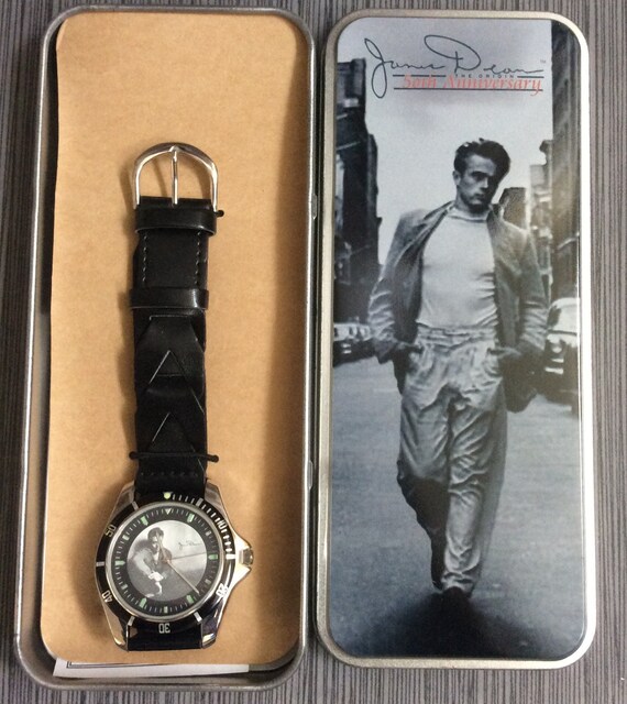 James Dean 50th Anniversary Watch In Collectible Tin… Gem