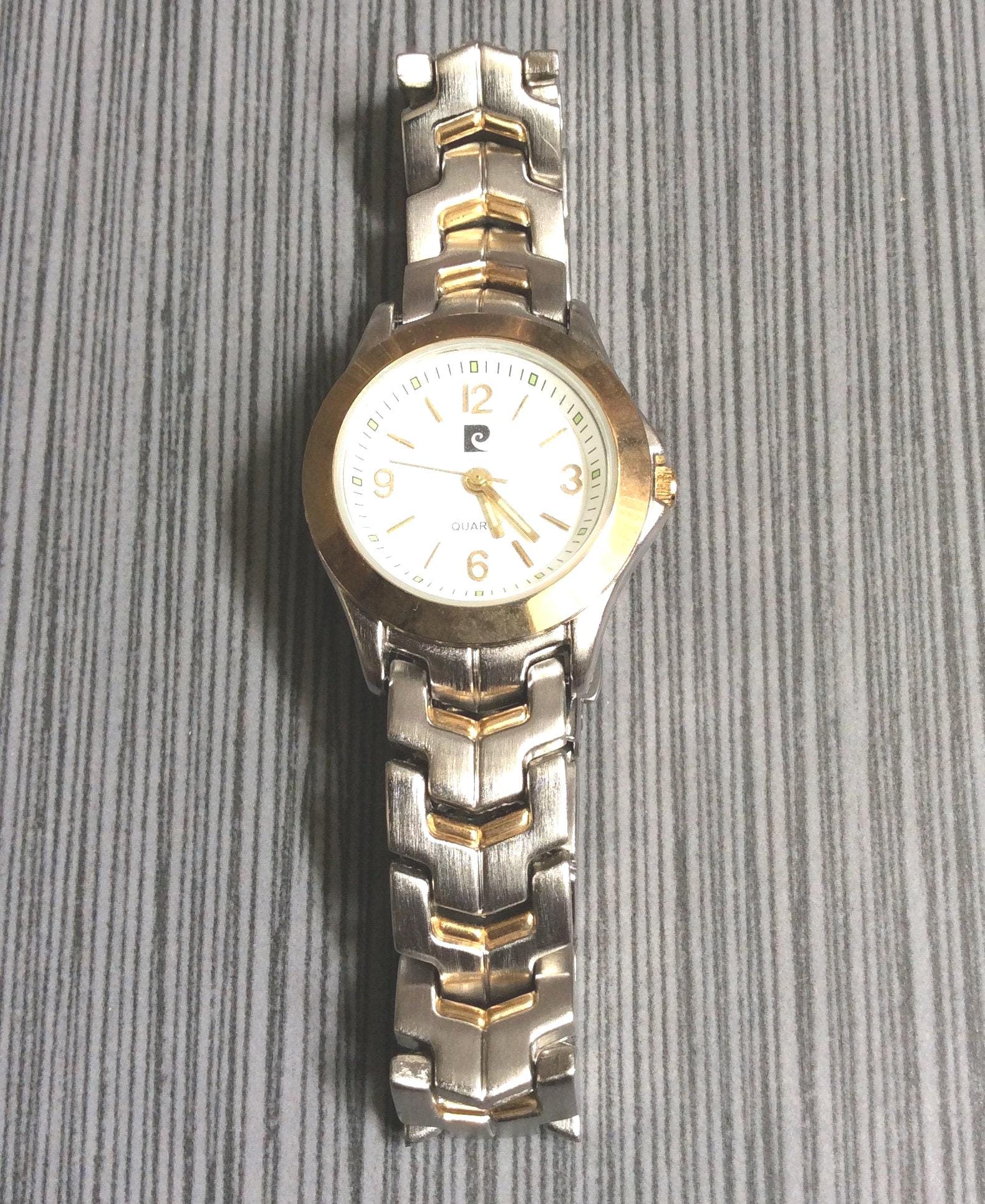 Vintage Pierre Cardin Watch Gold Tone Black Round Dial