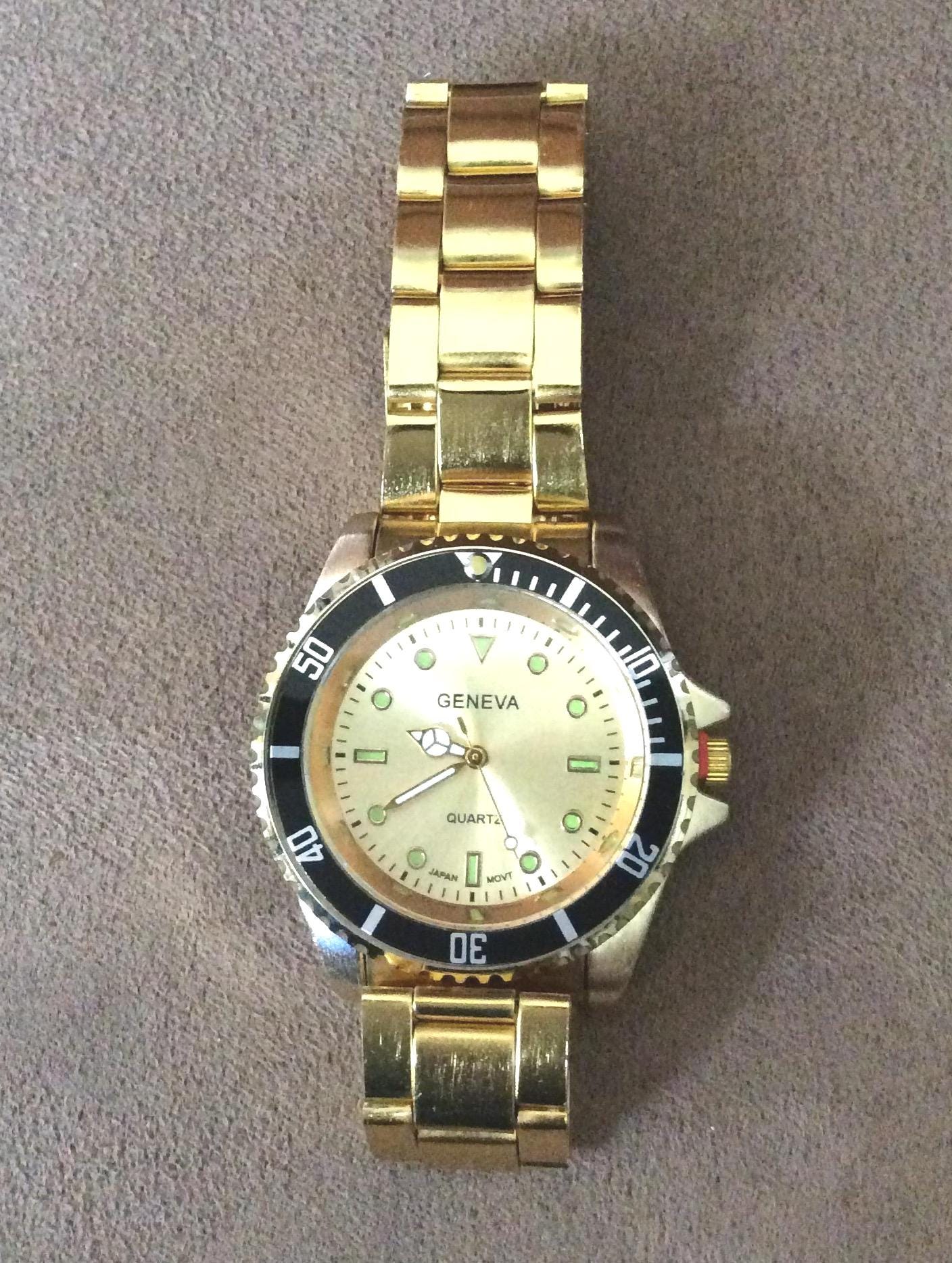 GENEVA Men's Gold Watch, Unique Hour Markers, Vintage Style - Etsy