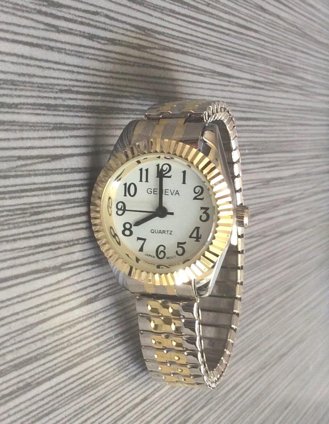 Vintage Geneva Two-tone Stretch Band Watch, White Dial - Etsy