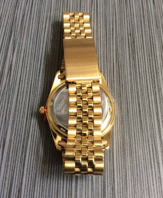 SWANSON Men's Gold watch Round Unique Gold Day & … - image 2