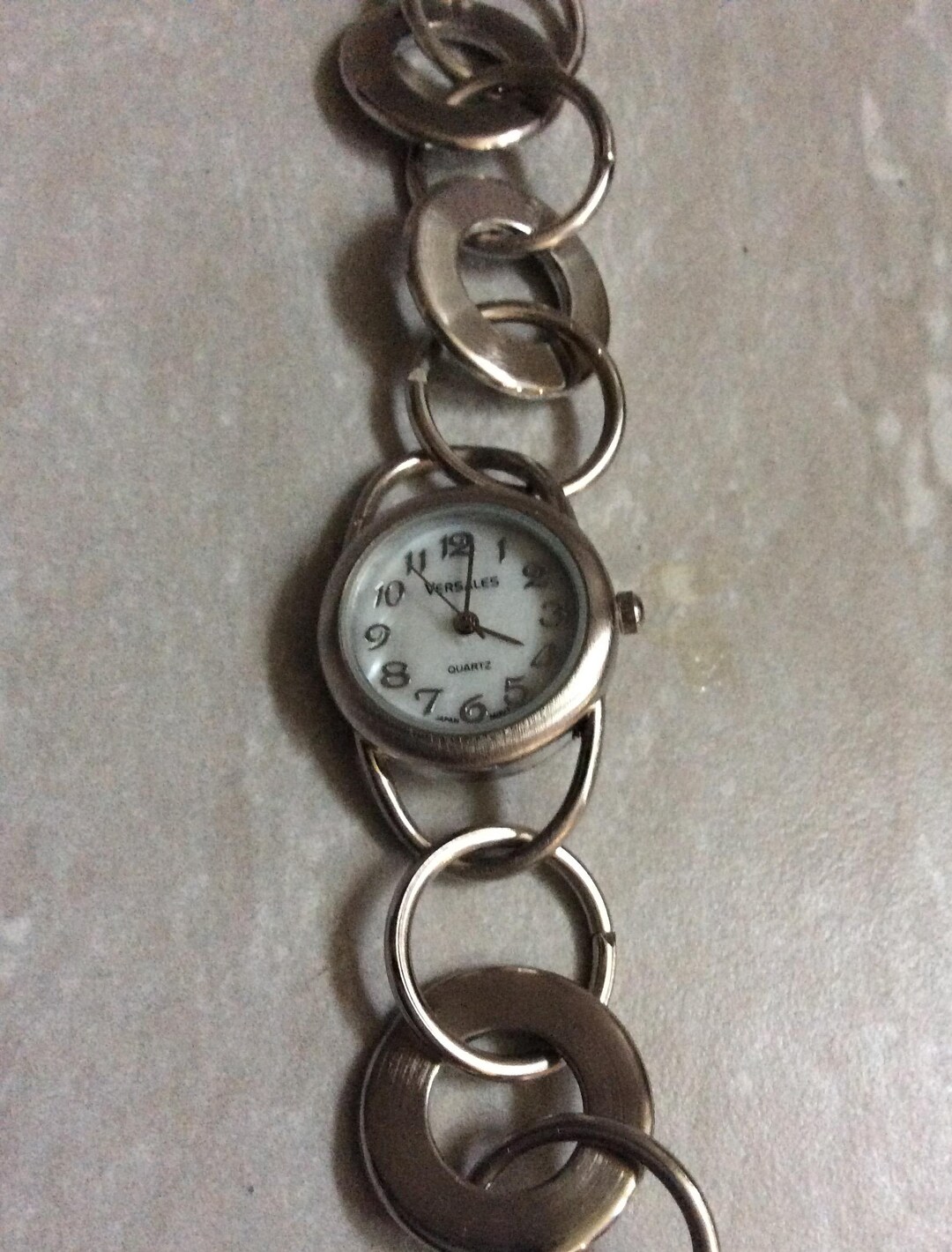 VARSALES Silver Women s Watch Round Pearl White Dial Silver Numbered Hours on Unique Band New Unused Vintage Beauty Etsy