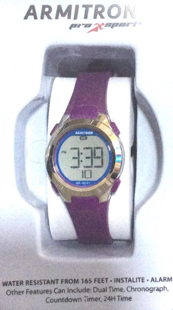 ARMITRON Pro Sport Silver Watch Round Digital Dial on Purple  display picture 2