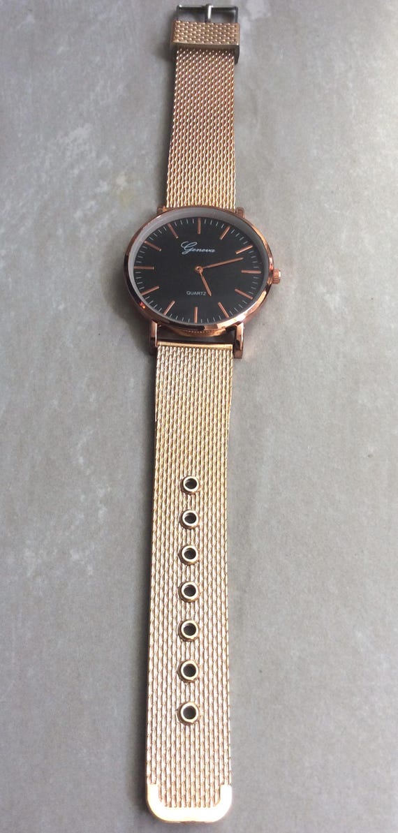 Geneva Gold Mesh Watch Elegant Accessories Geneva Ladies Gold Tone Tone 22mm Genuine Diamond Faceted  main image 2