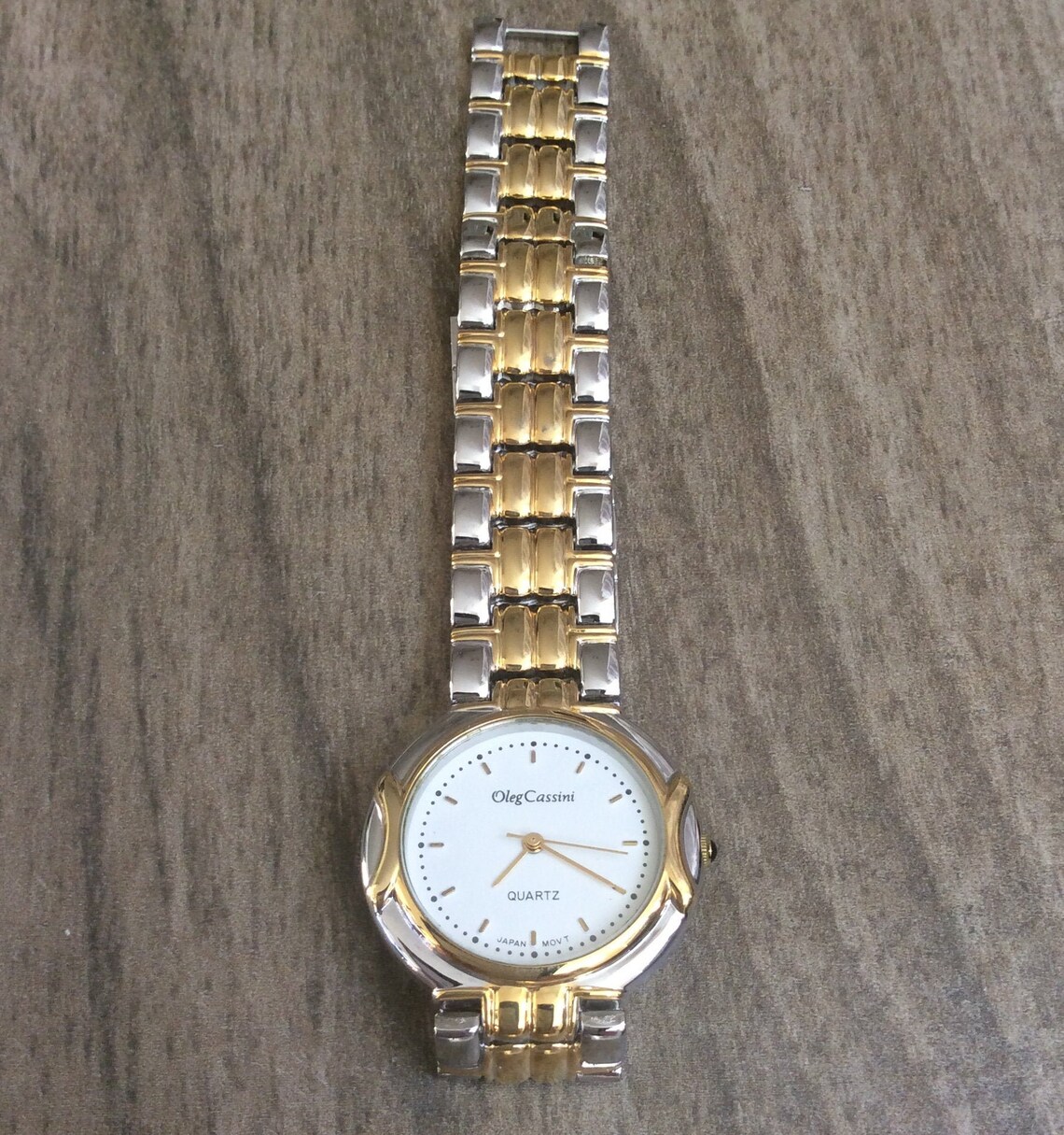 Oleg Cassini Men's Two Tone Watch Round White Dial Gem | Etsy