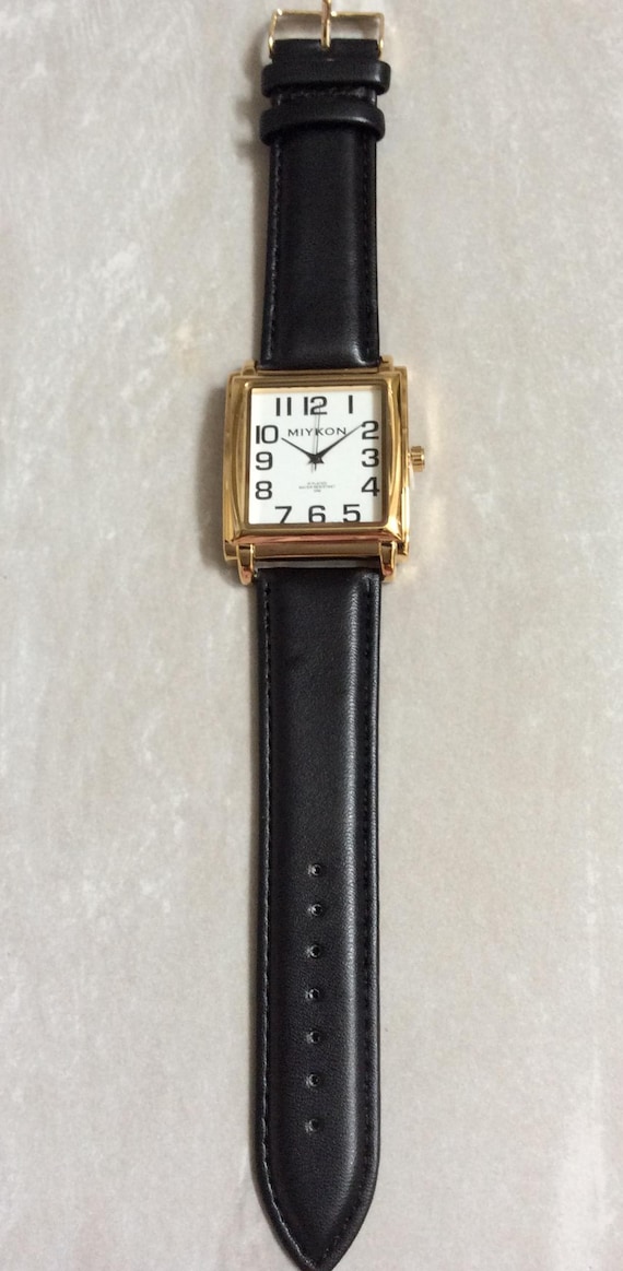 Classic Gold-Tone Square Watch with Black Strap Classic Black Leather Square Roman Numeral Gold Dial Watch  main image 4