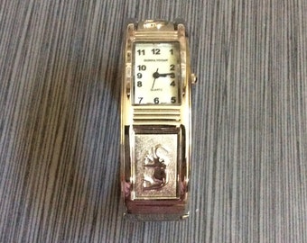 Donna Vivian Elephant Silver Bangle Women's Watch Rectangle Pearl Dial Black Arabic Hours New Unused Vintage Watch!